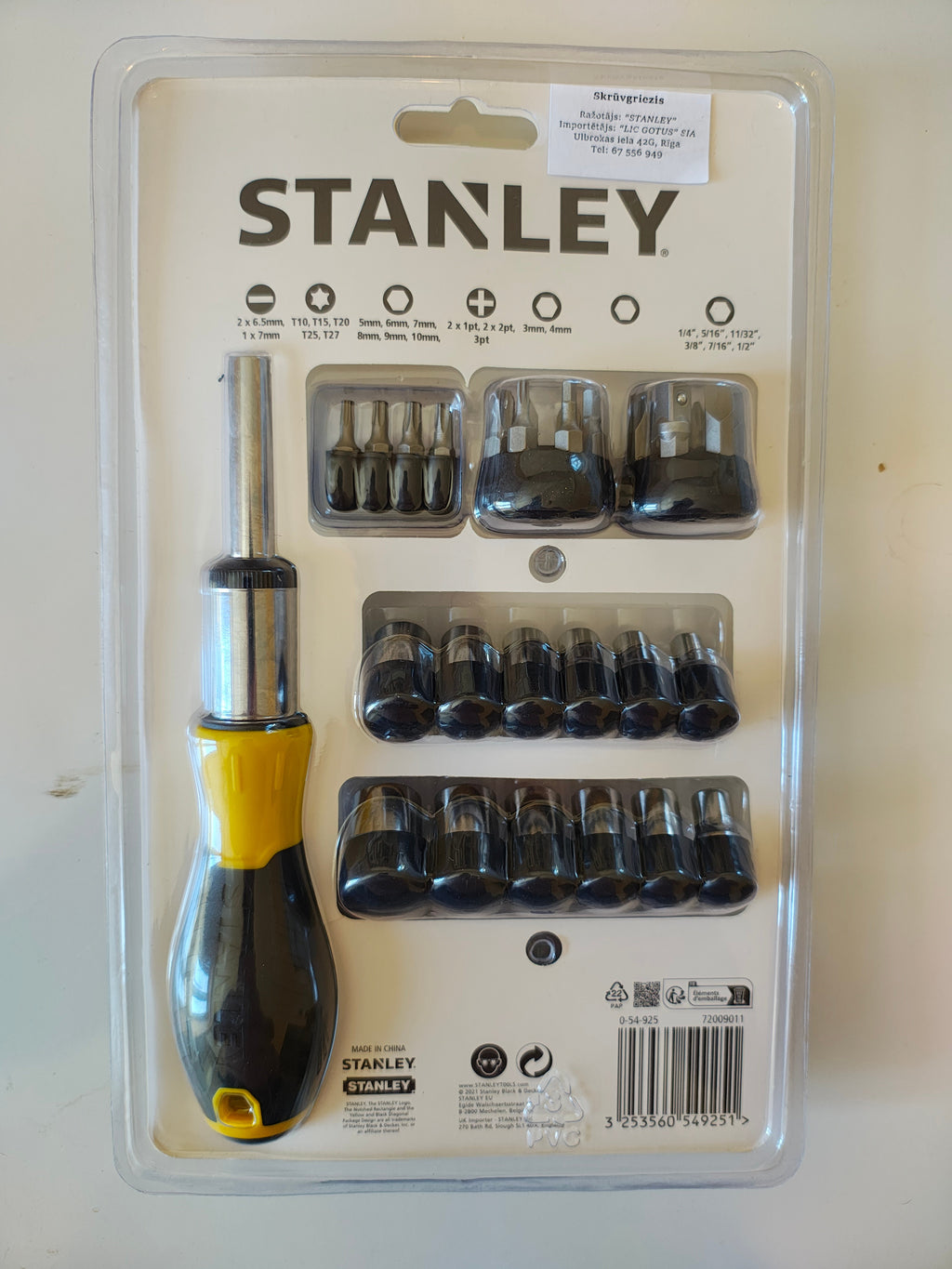stanley tournevis 3 positions à embouts douilles cruciforme plat torx