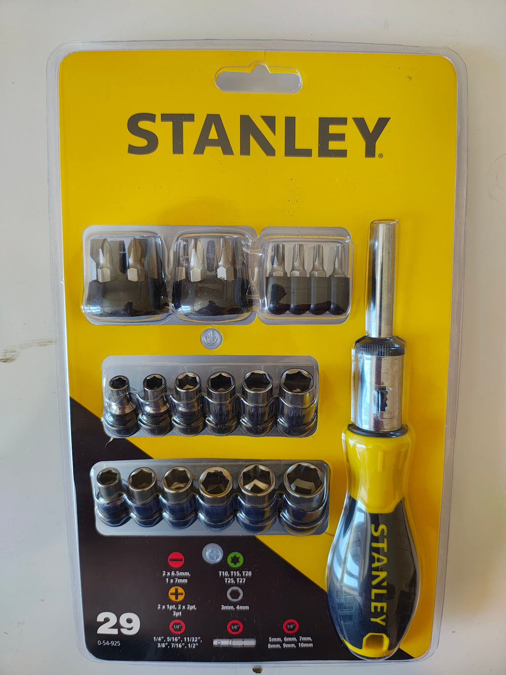 stanley tournevis 3 positions à embouts douilles cruciforme plat torx
